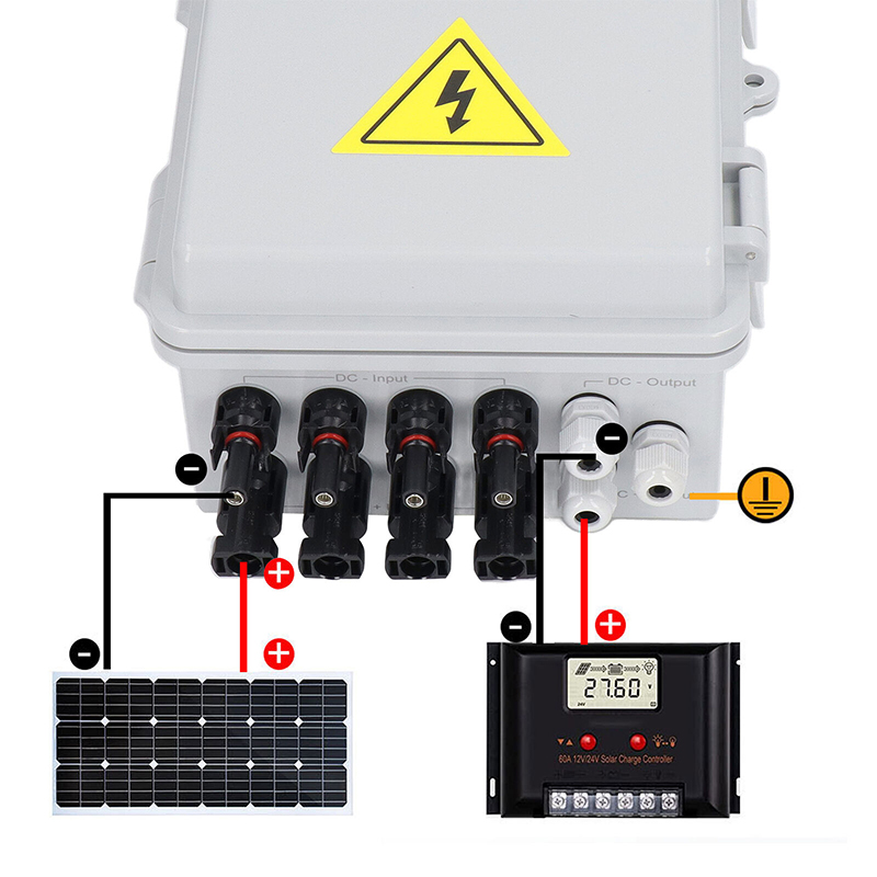 Caixa combinadora 1000V DC 4 em 1 saída